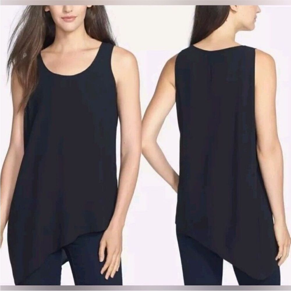 Eileen Fisher NWT Asymmetrical Silk Sheer Sleeveless Blouse Size PS MSRP $238